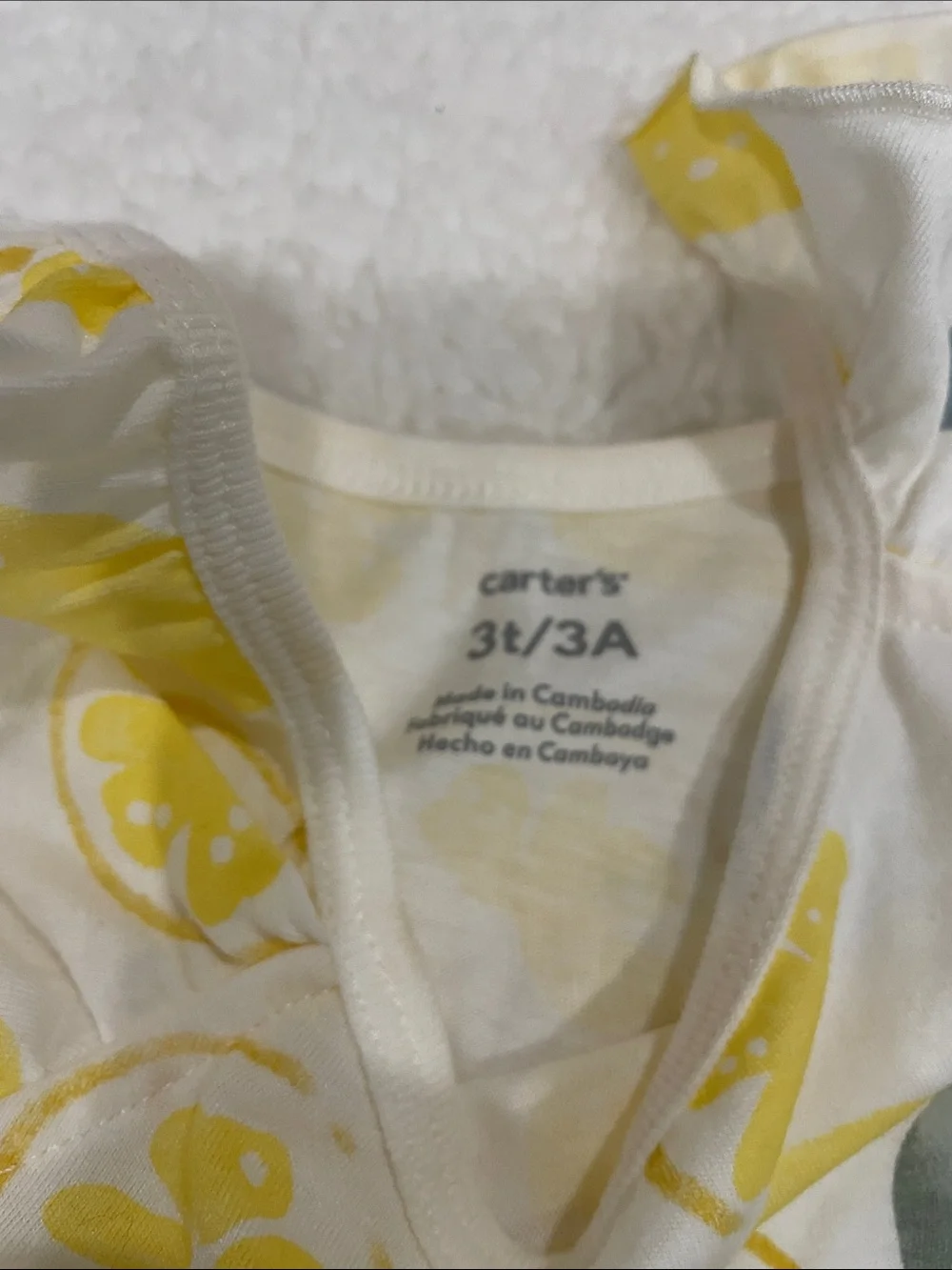 Carter's Lemon Print Tank & Bike Shorts Set - Yellow & Cream